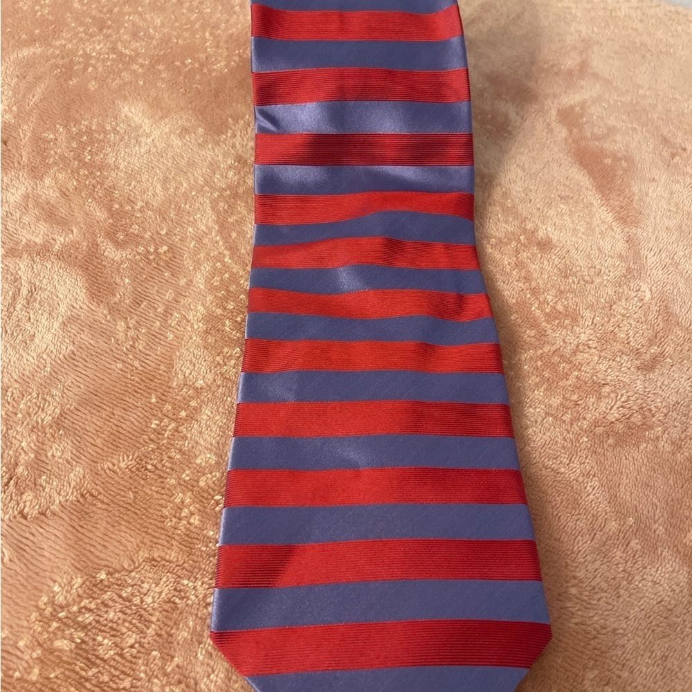 Geoffrey Beene Red and Blue Striped Tie